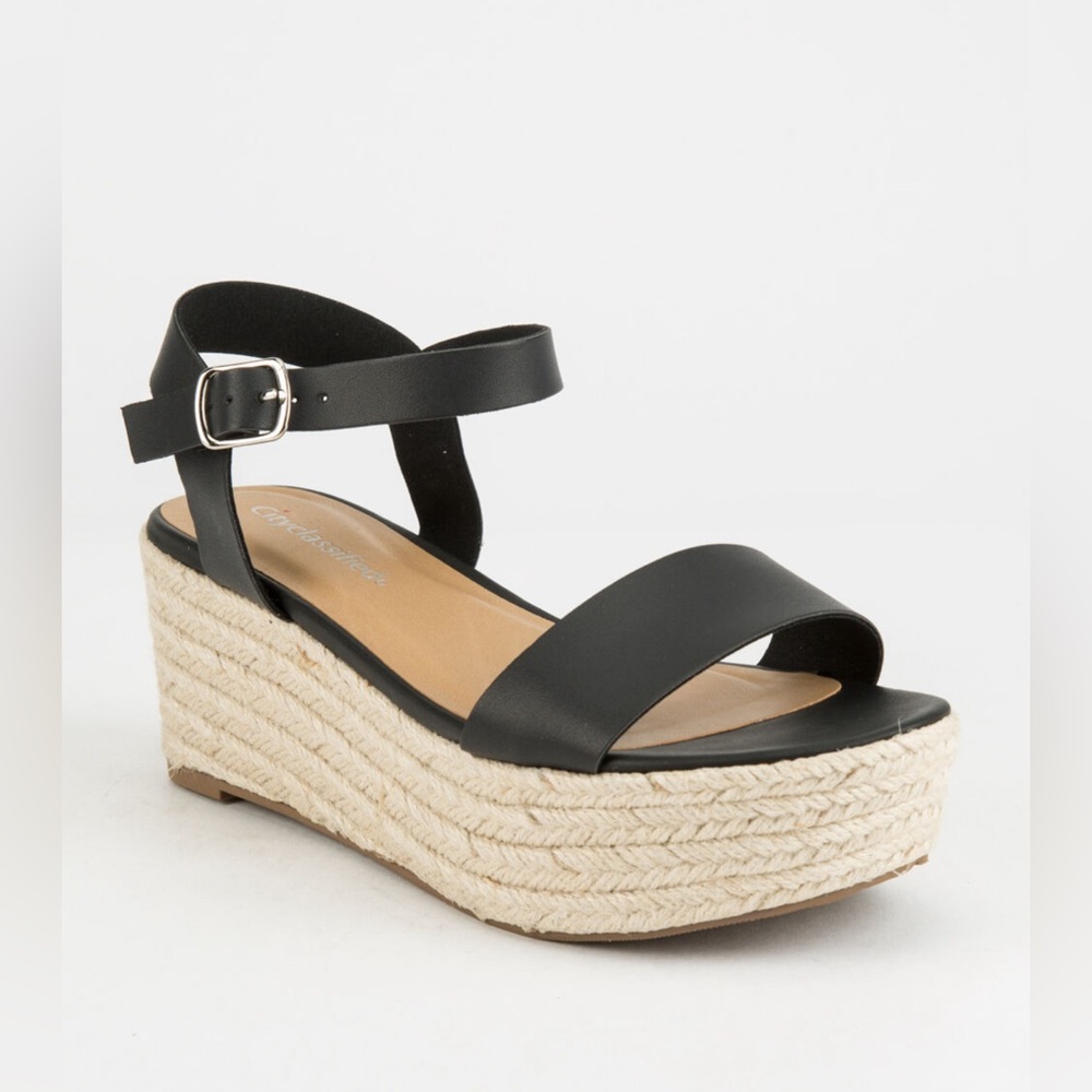 City Classified Black Espadrille Platforms